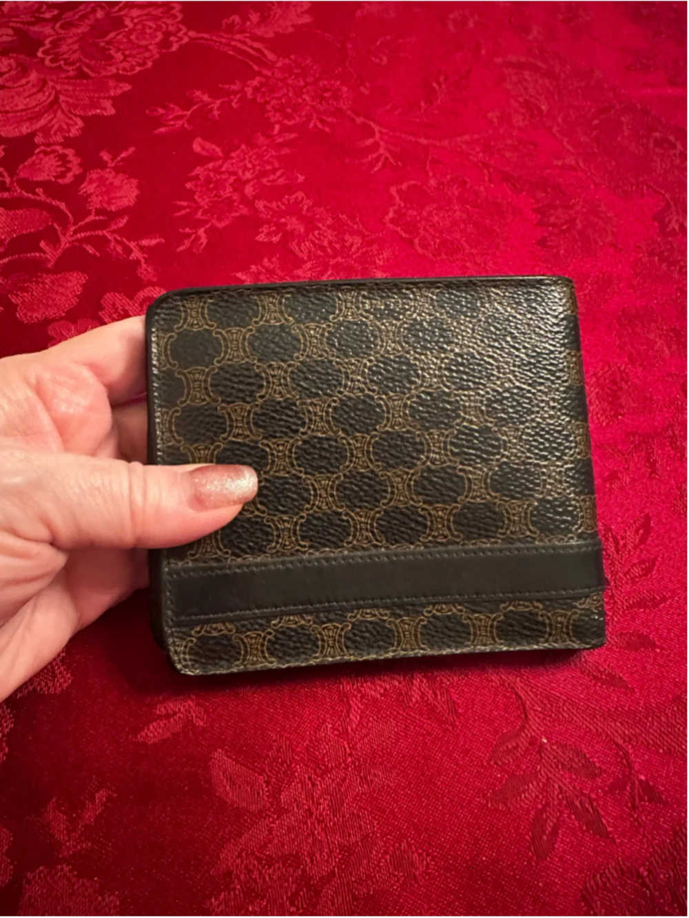 Celine Black Macadam Triomphe Coated Canvas Bifold Wallet